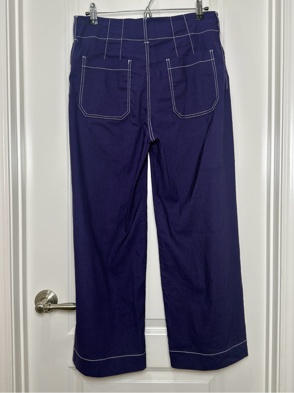 Maeve Purple Colette Wide-Leg Pants with White Topstitch - Picture 3 of 12